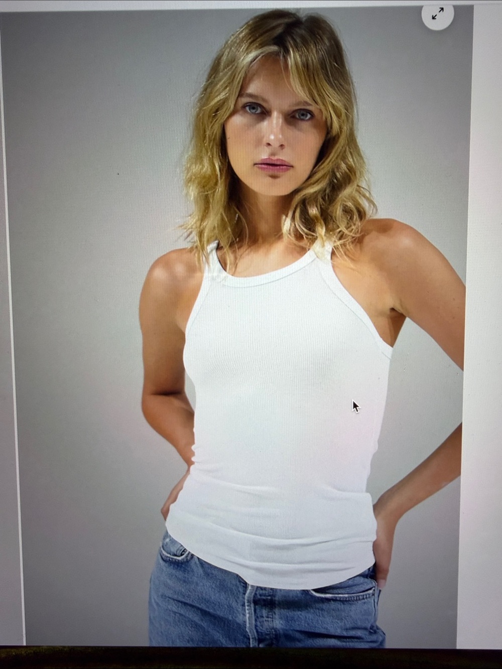 LNA White Ribbed Racerback Tank - Picture 2 of 4